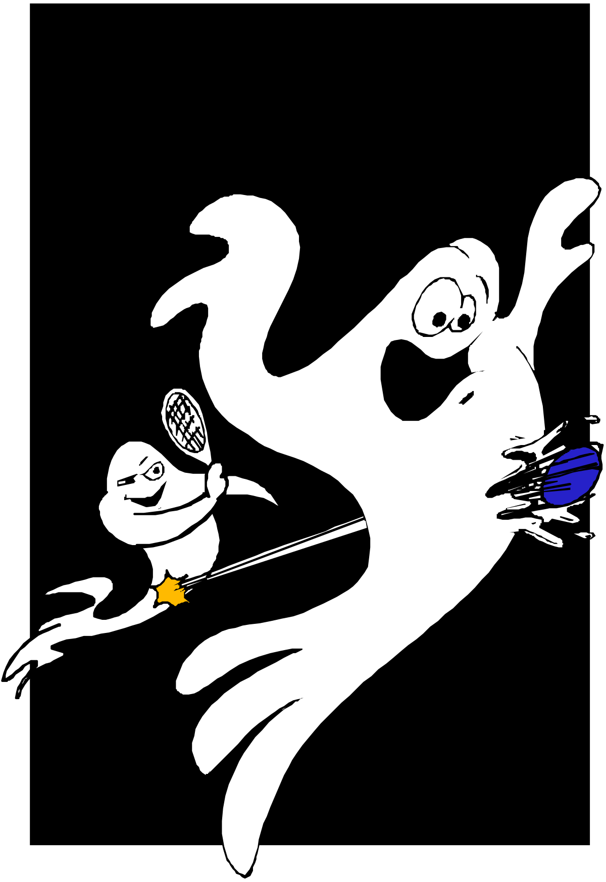Ghost with Broom Clipart - Whimsical Halloween Decor
