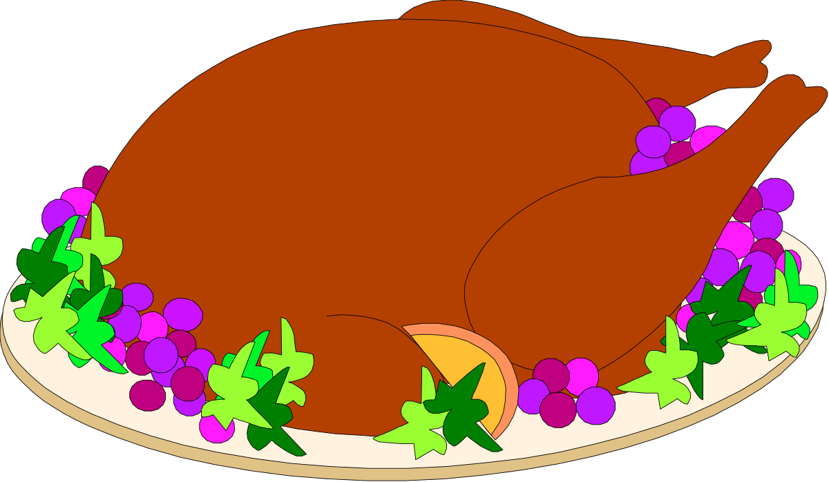 Turkey on a Platter with Fresh Vegetables Clipart