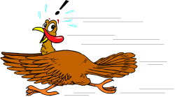 Cartoon Turkey Running with Joyful Smile - Perfect Clipart for Thanksgiving