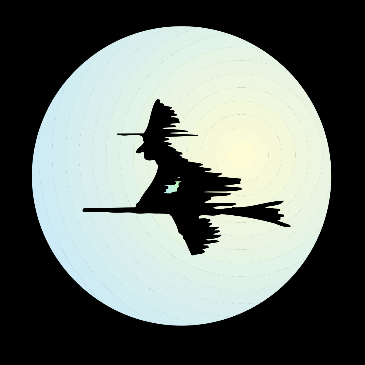 a black and white photo of a witch flying in front of a full moon clip art png transparent Witch Flying in Front of Full Moon Clipart - Black and White Illustration