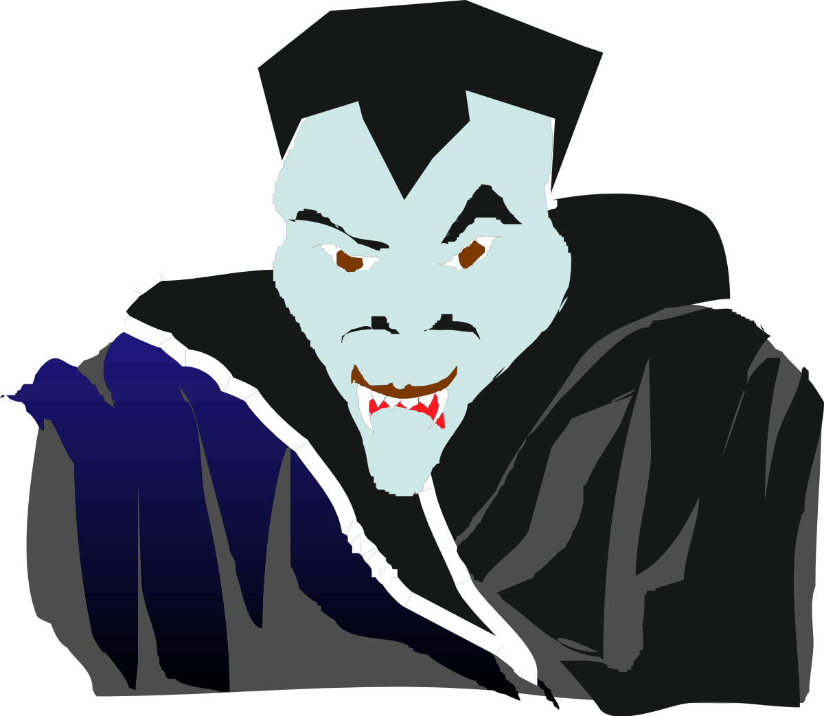 a man with a white face and a black coat clip art png transparent Vampire Clipart: Horror Scene Featuring Dracula in a Black Coat
