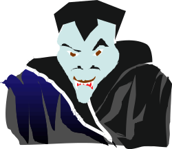 Vampire Clipart: Horror Scene Featuring Dracula in a Black Coat