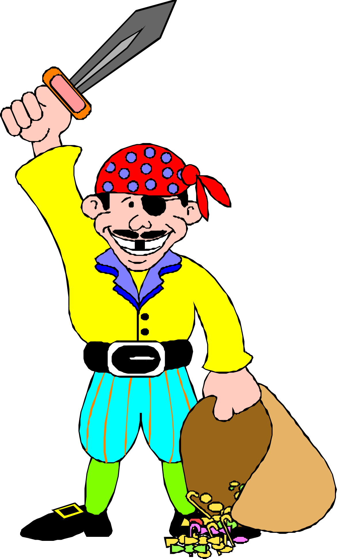 Pirate with Knife and Bag - Playful Clipart for Adventure Themes