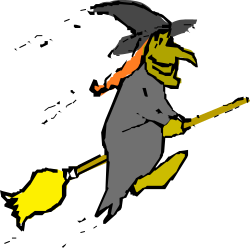 Witch Silhouette Clipart: Black and Yellow Design for Halloween Fun