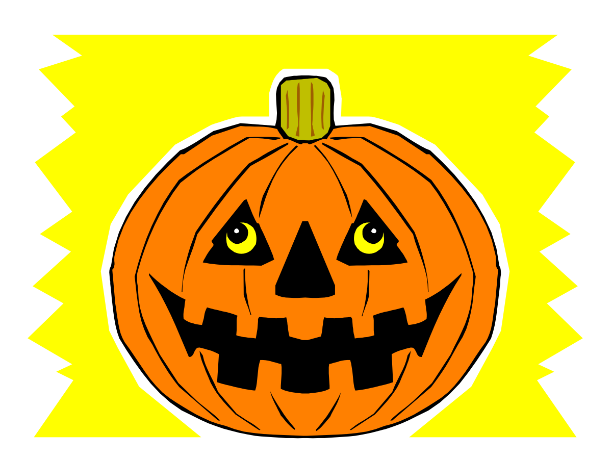 Halloween Pumpkin Clipart on Yellow Background