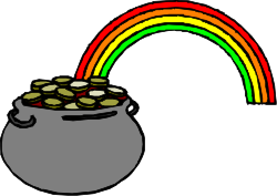 Pot of Coins with Rainbow: Vibrant Clipart for Celebrations