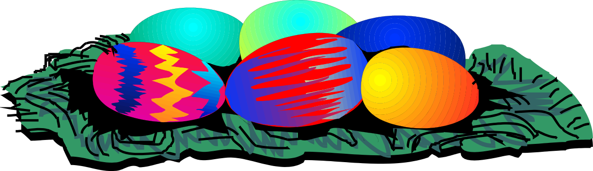 Colorful Eggs in a Nest Clipart - Vibrant Spring Decor