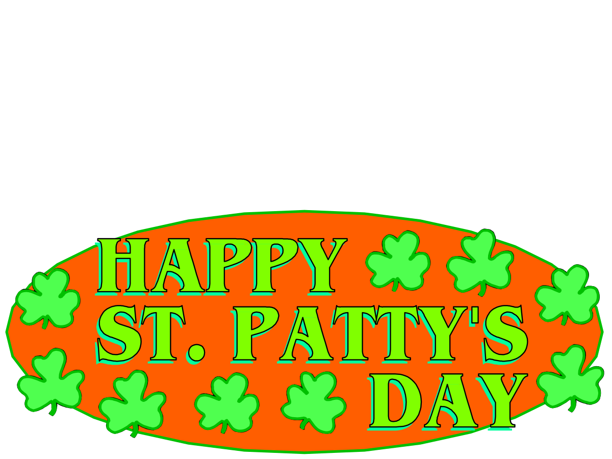 Happy St. Patrick's Day Sign with Shamrocks - Festive Clipart Collection