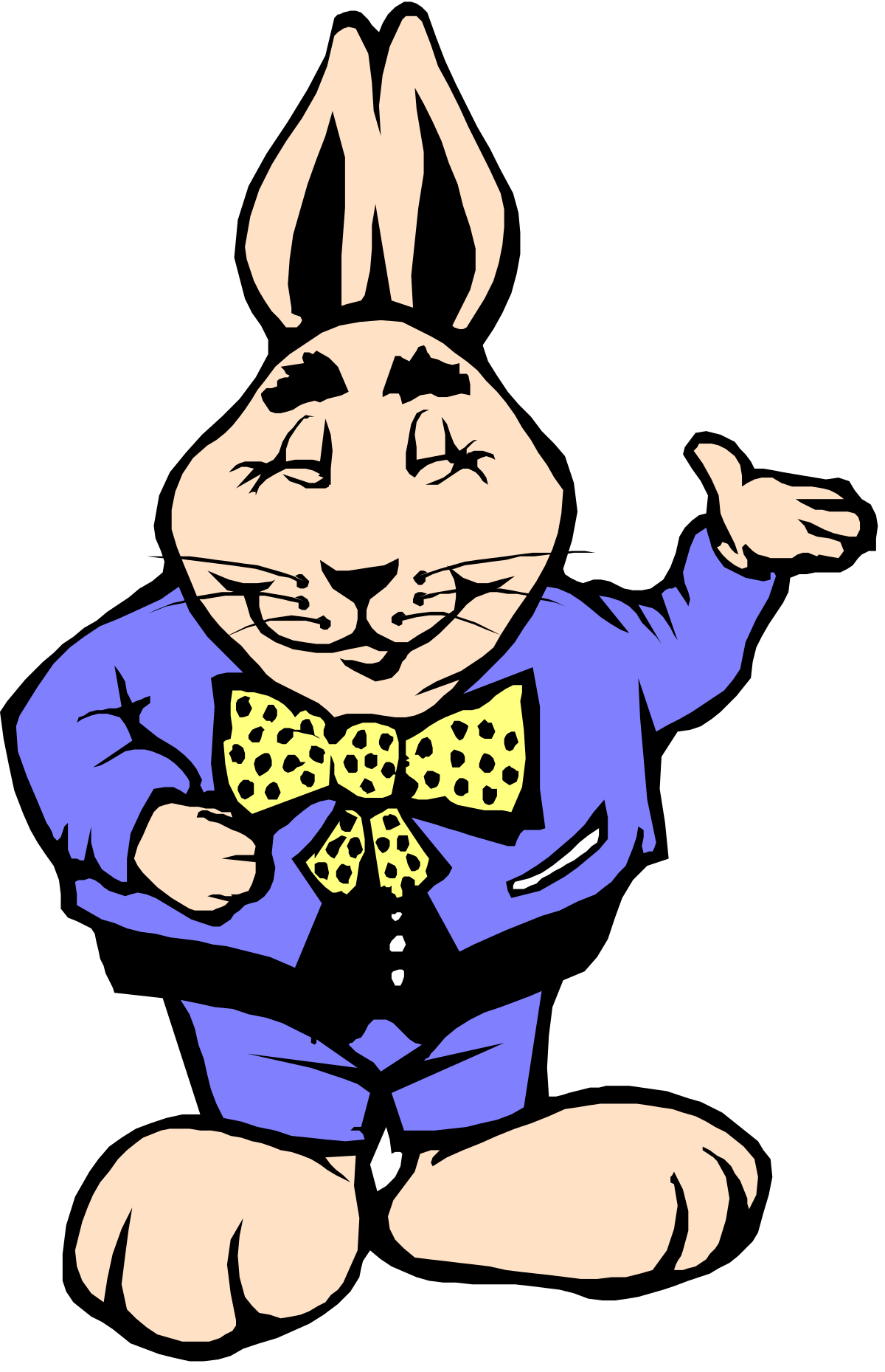 Cartoon Rabbit Wearing Bow Tie and Suit Clipart for Fun Designs