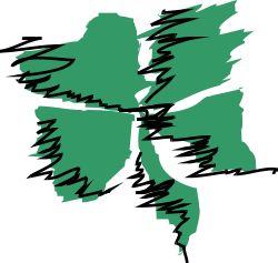 Green Leaf on Black Background - Nature Clipart Illustration