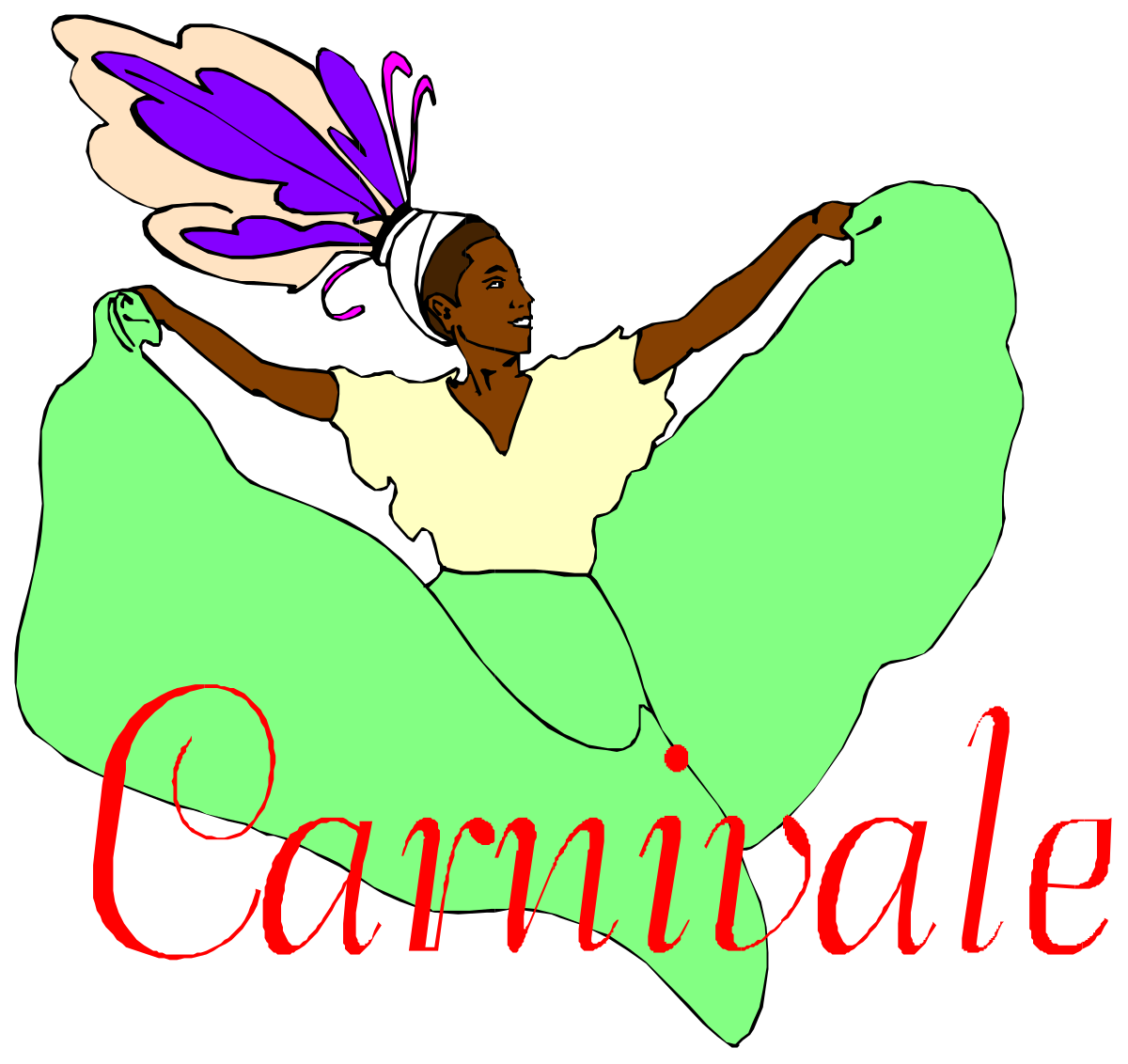 a woman in a green dress with a purple butterfly on her head clip art png transparent Woman in Green Dress with Purple Butterfly - Vibrant Clipart