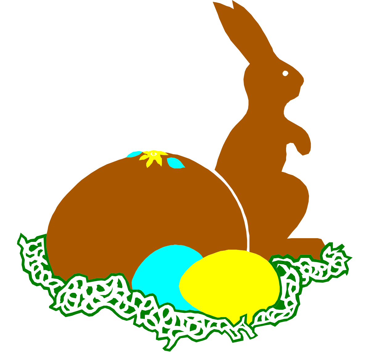 Brown Bunny Laying on Easter Egg Clipart - Perfect for Spring Celebrations