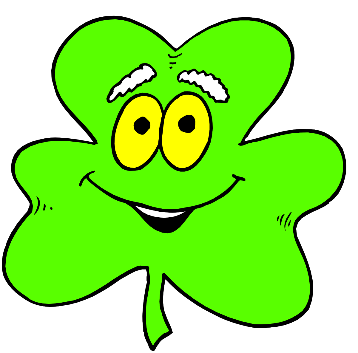 Green Shamrock with a Smiling Face Clipart for Cheerful Designs