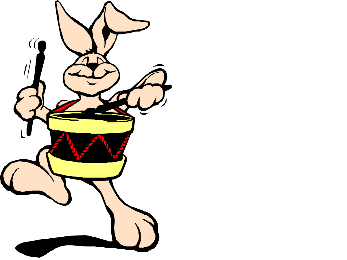 Cartoon Rabbit Drumming Clipart for Fun and Creative Projects