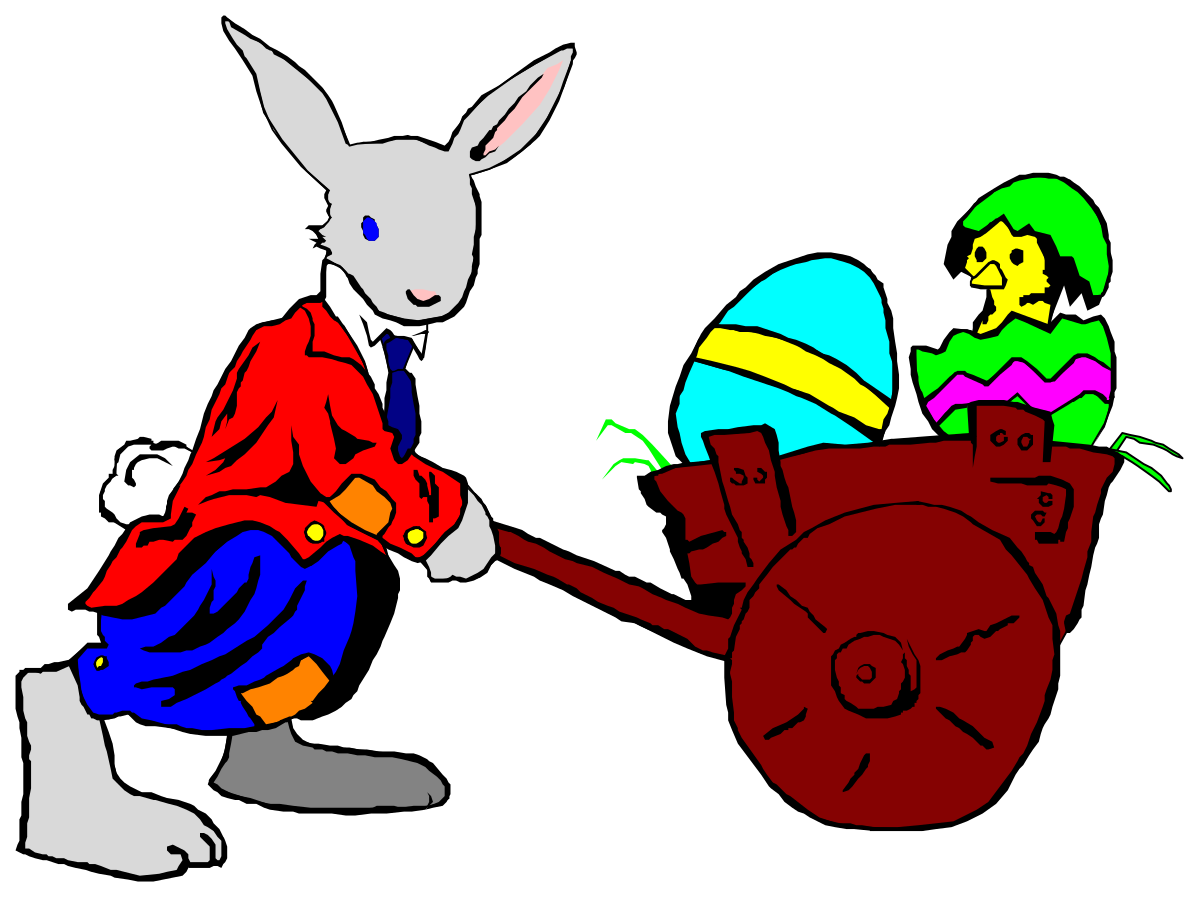 Rabbit with Wheel and Pig Clipart: Fun and Whimsical Illustrations