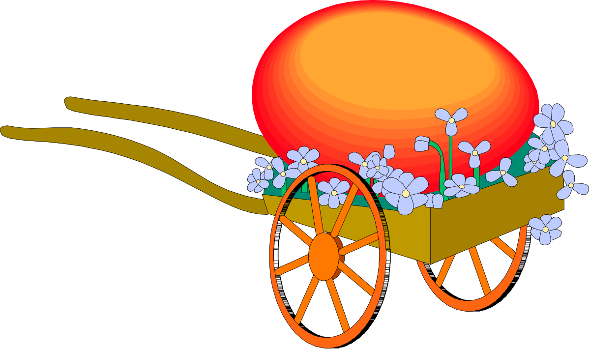 a cart with flowers and a wheel clip art png transparent Cart with Colorful Flowers and Wheel Clipart