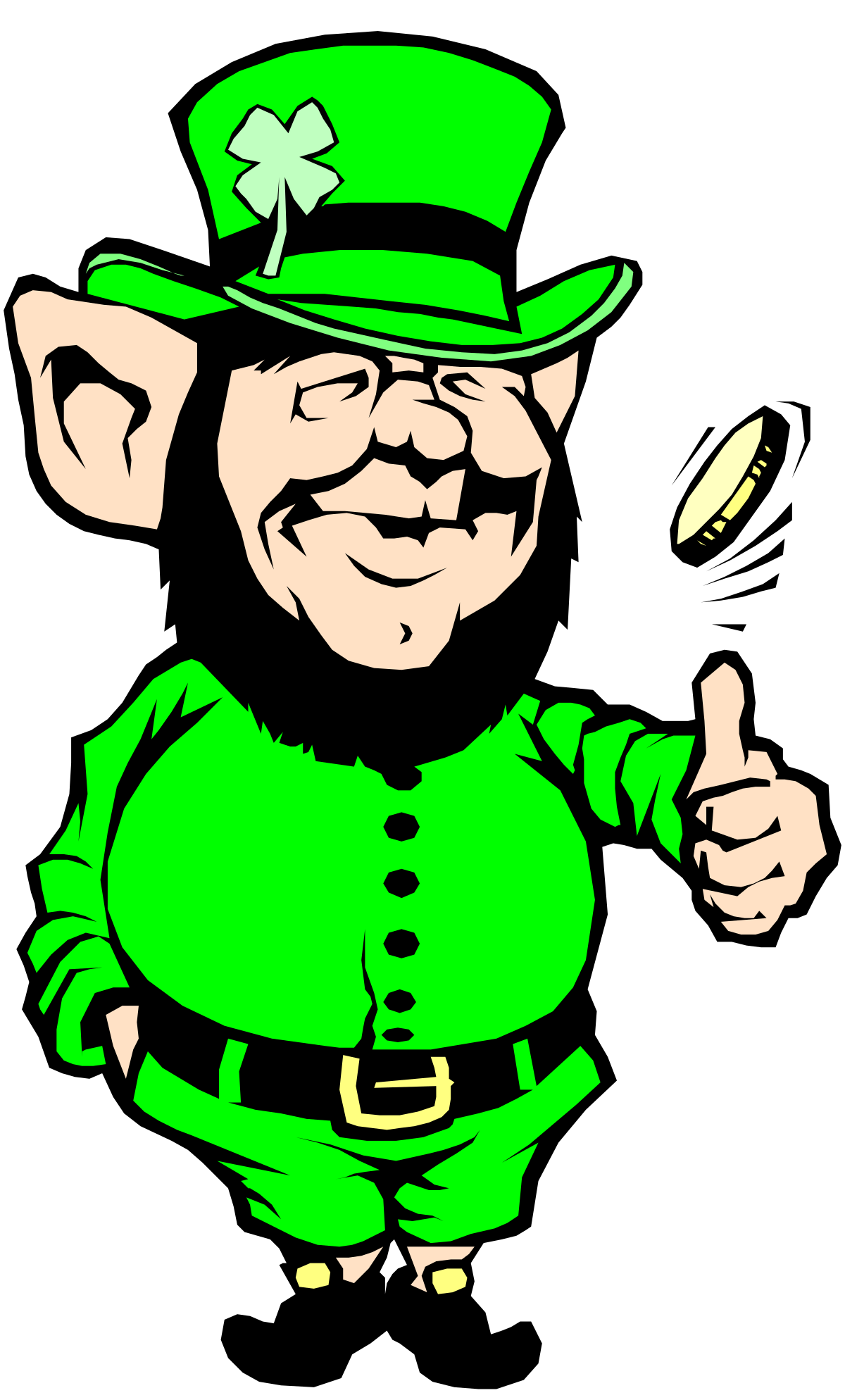a cartoon leprem with a green hat and a green shirt clip art png transparent Cartoon Leprechaun with Green Hat and Shirt Clipart for Fun Designs