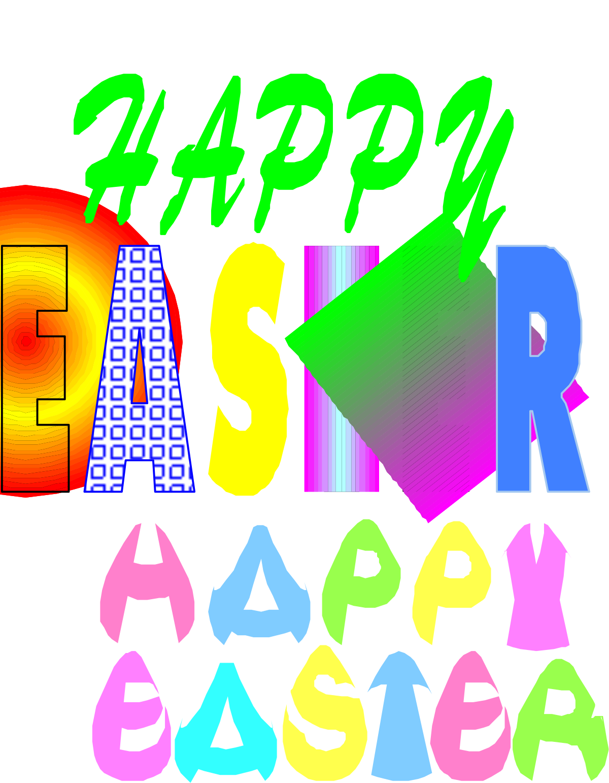 Happy Easter Day Clipart: Vibrant Bunnies, Eggs, and Spring Flowers