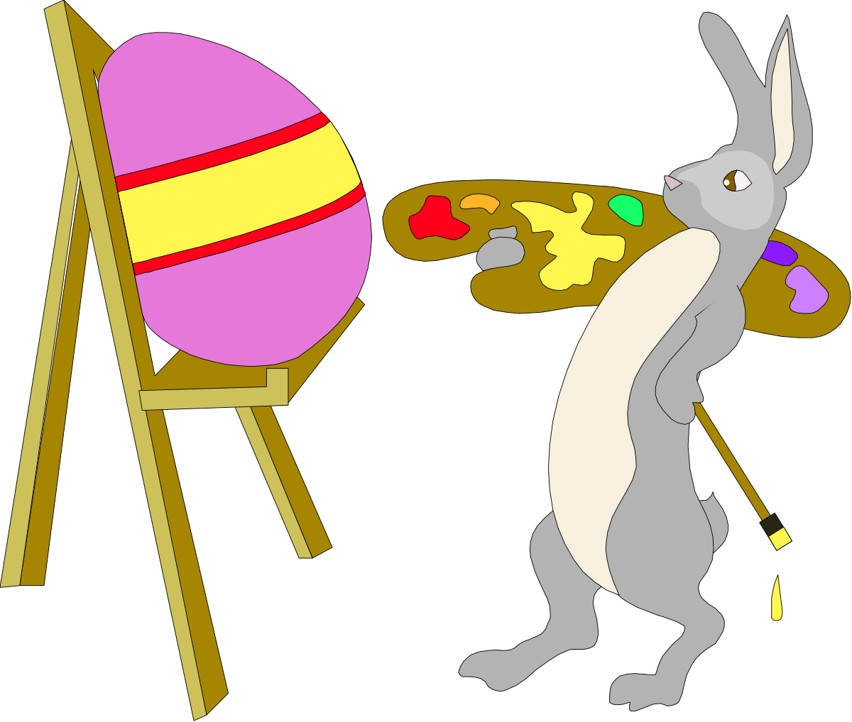 Easter Egg Painting Rabbit Clipart