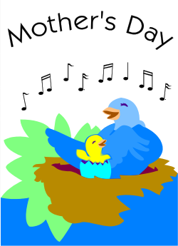 Bird and Baby on Leaf - Whimsical Clipart Scene