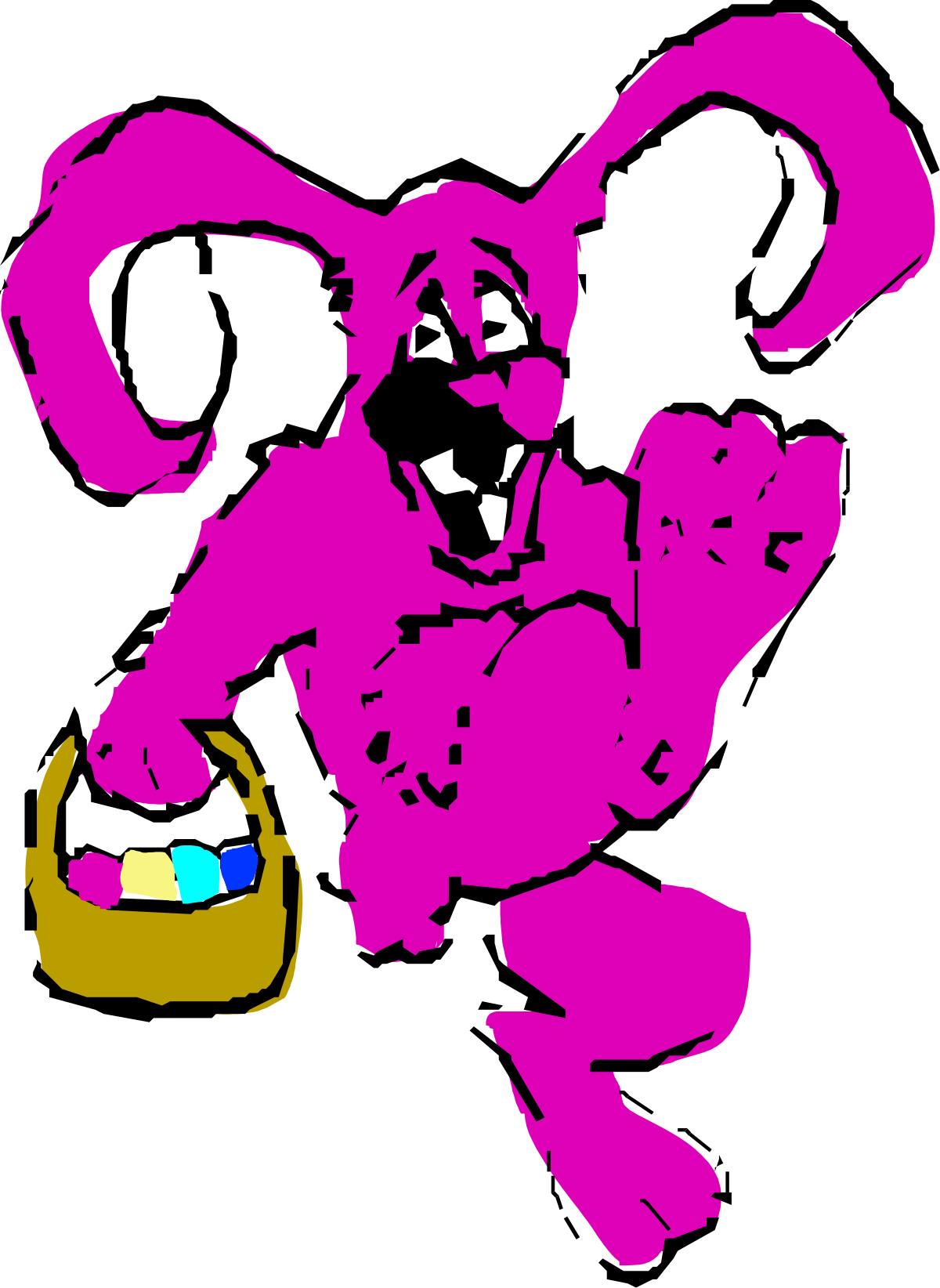 Pink Dog with Food Basket Clipart - Adorable Pet Illustration