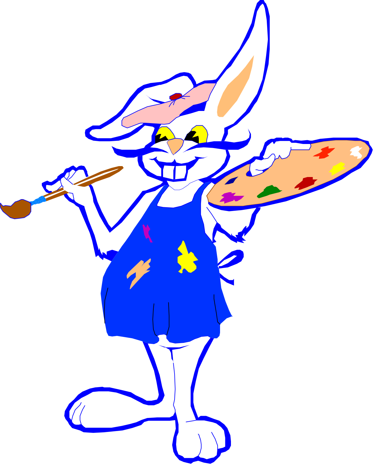 Cartoon Rabbit with Paintbrush and Palette - Playful Art Clipart