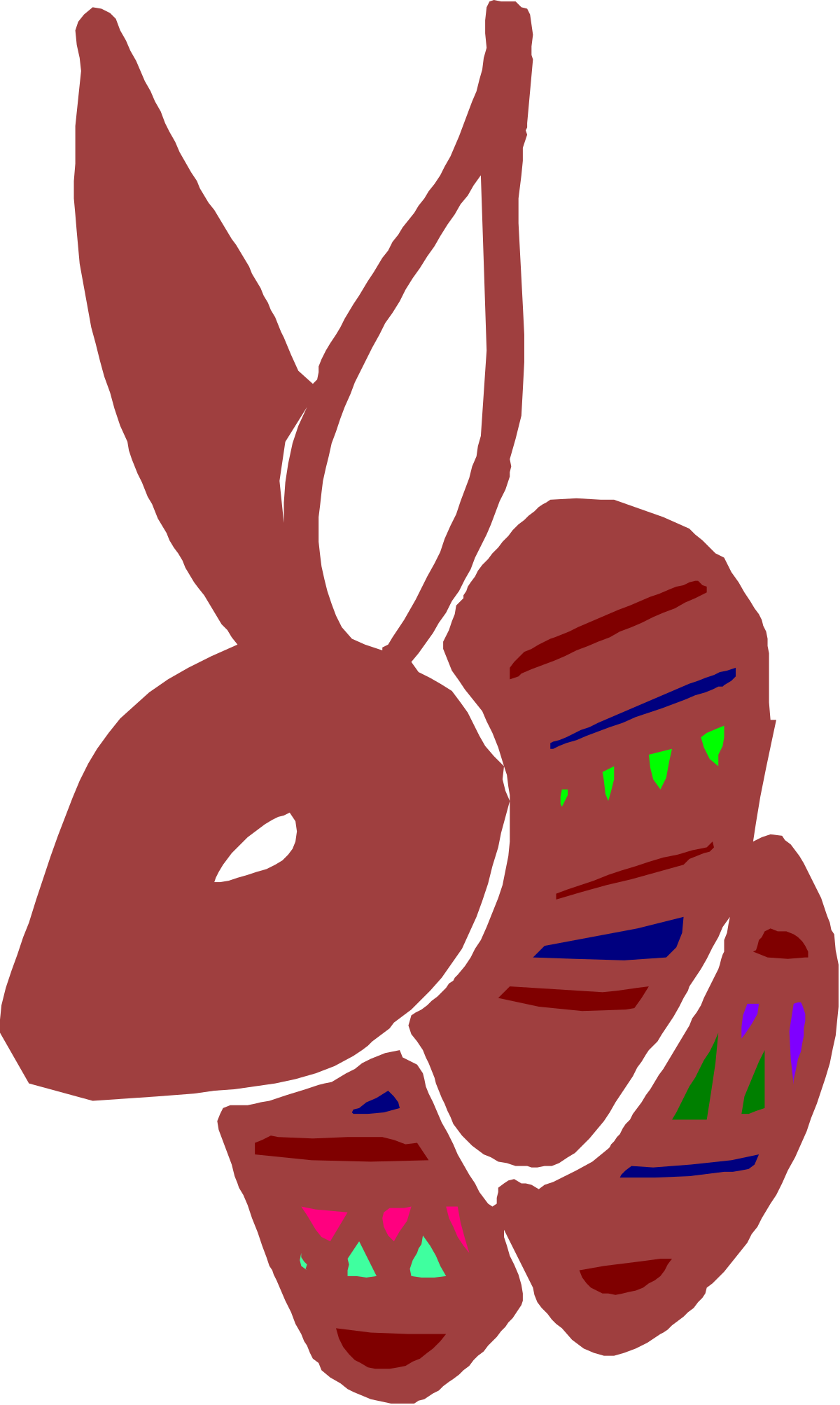 Red Rabbit with White Tail and Green Tail Clipart for Creative Projects