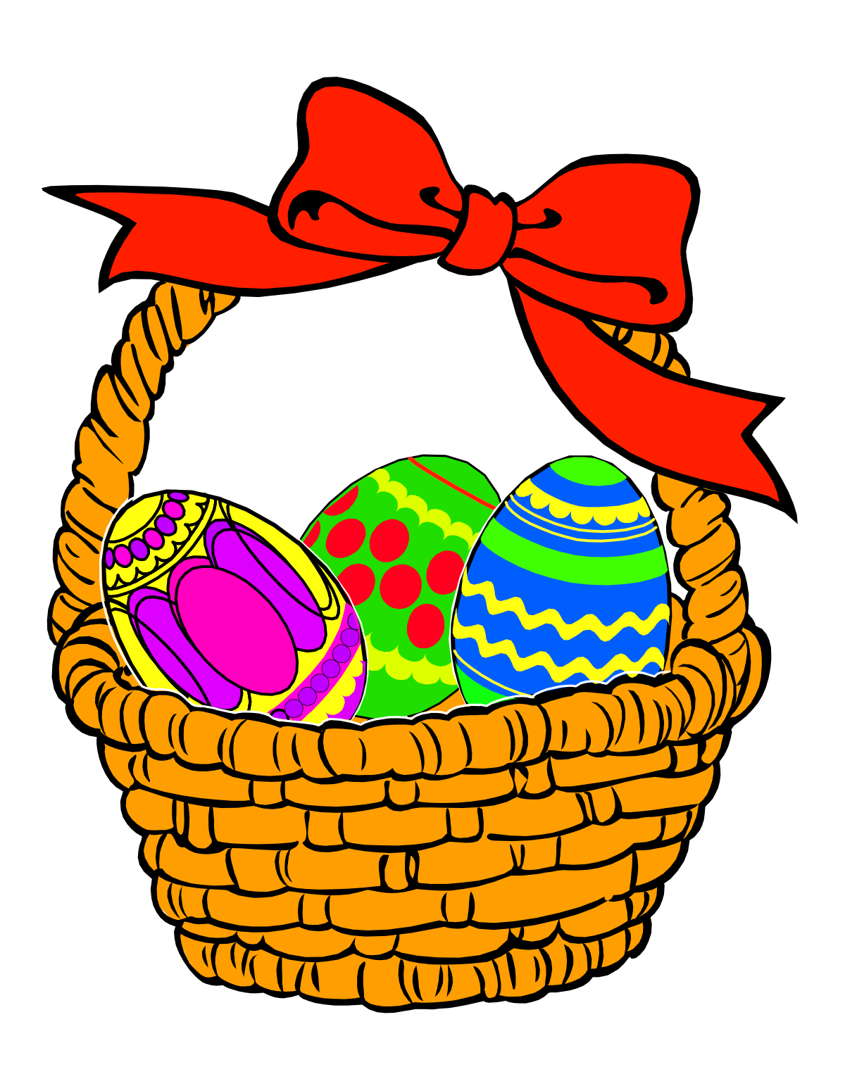 a basket with easter eggs and a bow clip art png transparent Easter Eggs Basket with Bow Clipart for Spring Celebrations