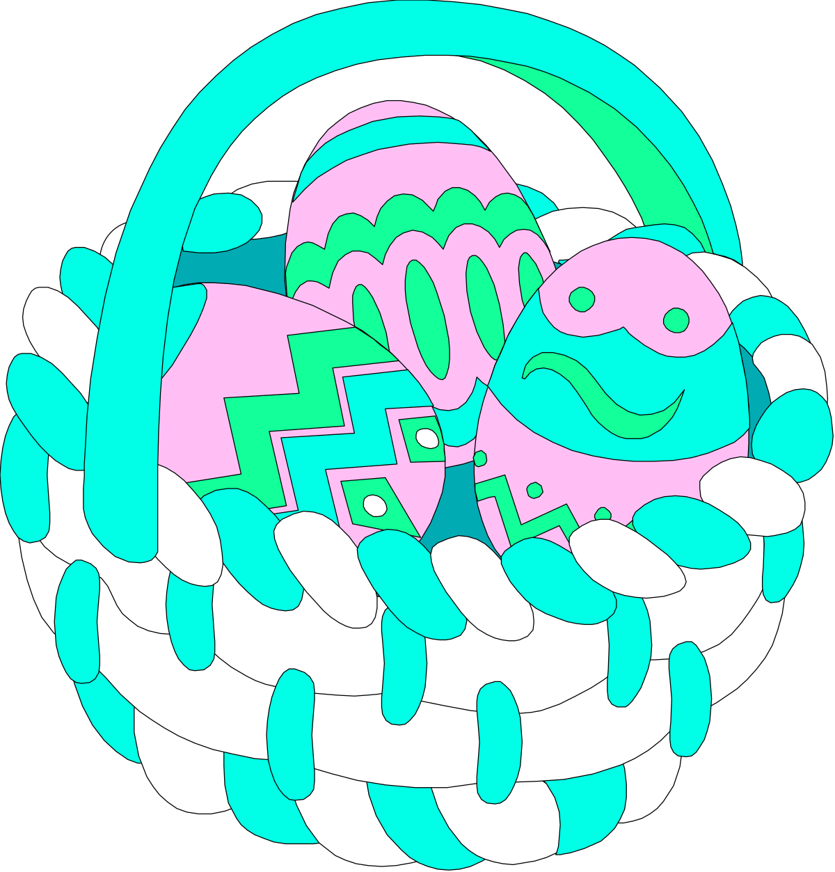Basket with Pink and Blue Design Clipart - Vibrant and Playful