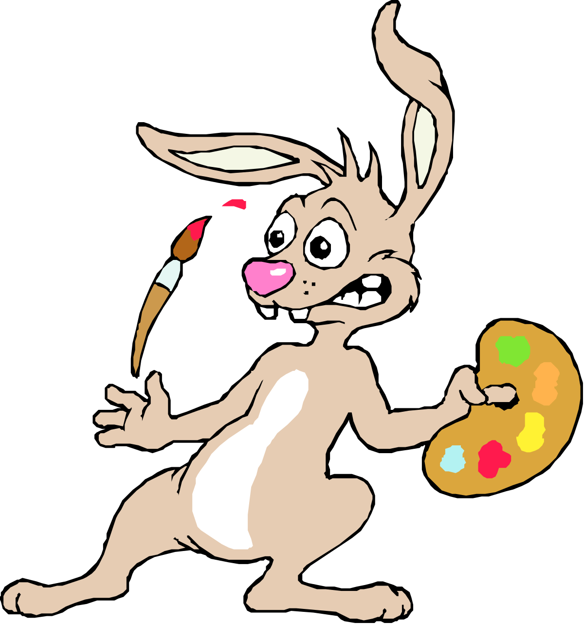 Cartoon Bunny Holding Paintbrush - Whimsical Clipart for Artistic Projects
