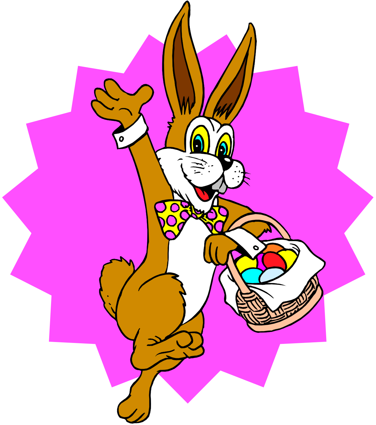 Cartoon Rabbit with Basket of Eggs - Fun Easter Clipart