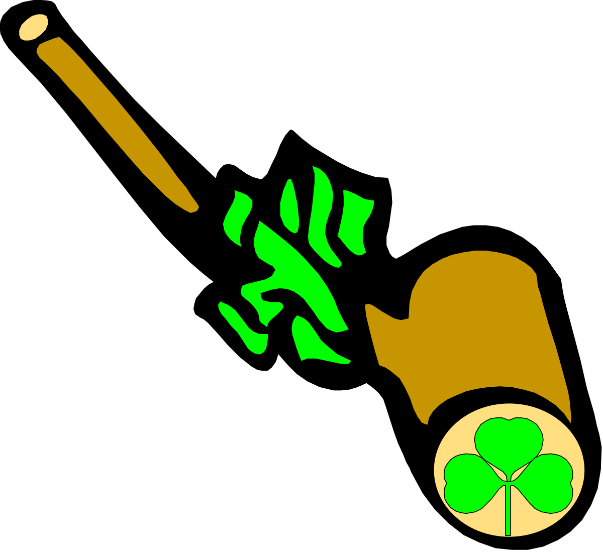a green and brown pipe with a shamrock clip art png transparent Shamrock Pipe Clipart: Green and Brown Decorative Elements