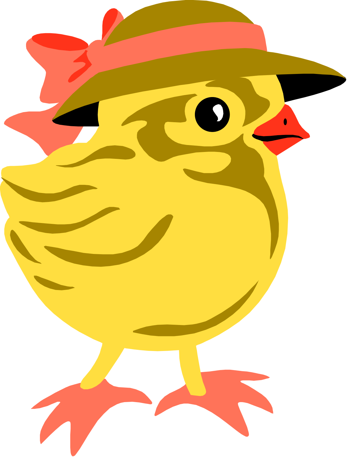 a yellow bird wearing a hat and a red bow clip art png transparent Yellow Bird with Hat and Red Bow - Charming Clipart Collection