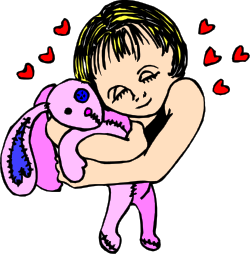 Little Girl Hugging a Pink Teddy Bear - Adorable Clipart for Your Projects