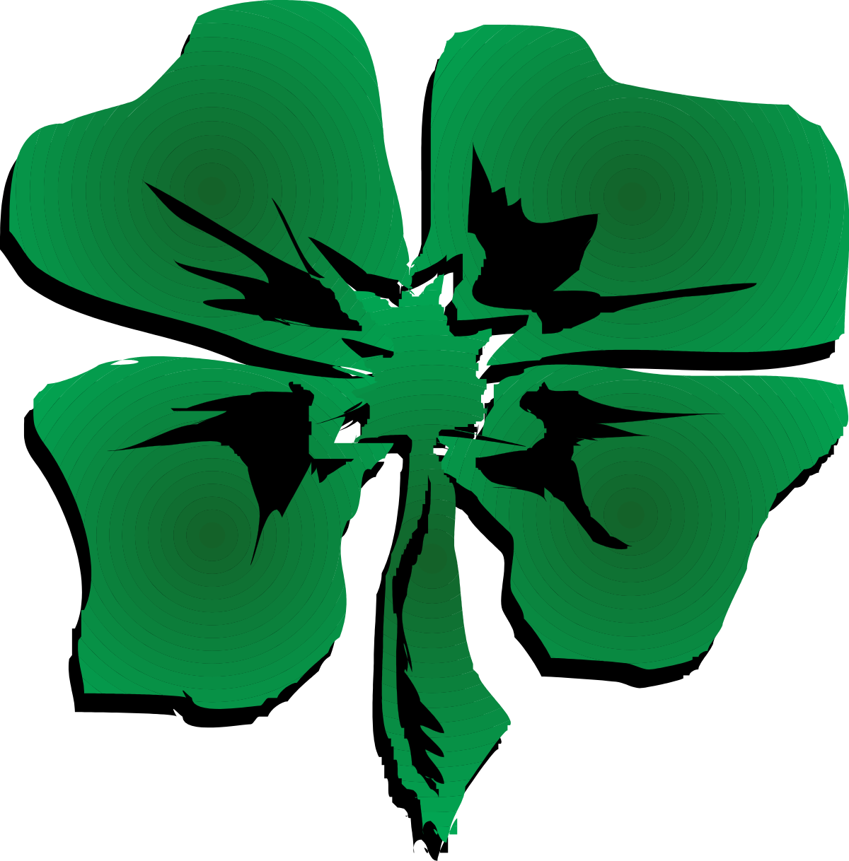 Green Four Leaf Clover Clipart - Lucky Charm Illustration