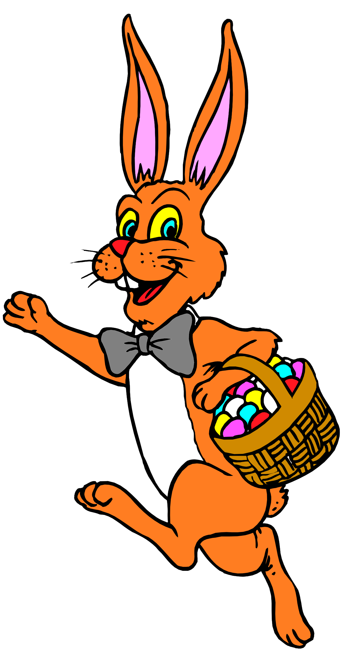 Cartoon Rabbit with Easter Basket Clipart - Perfect for Spring Celebrations