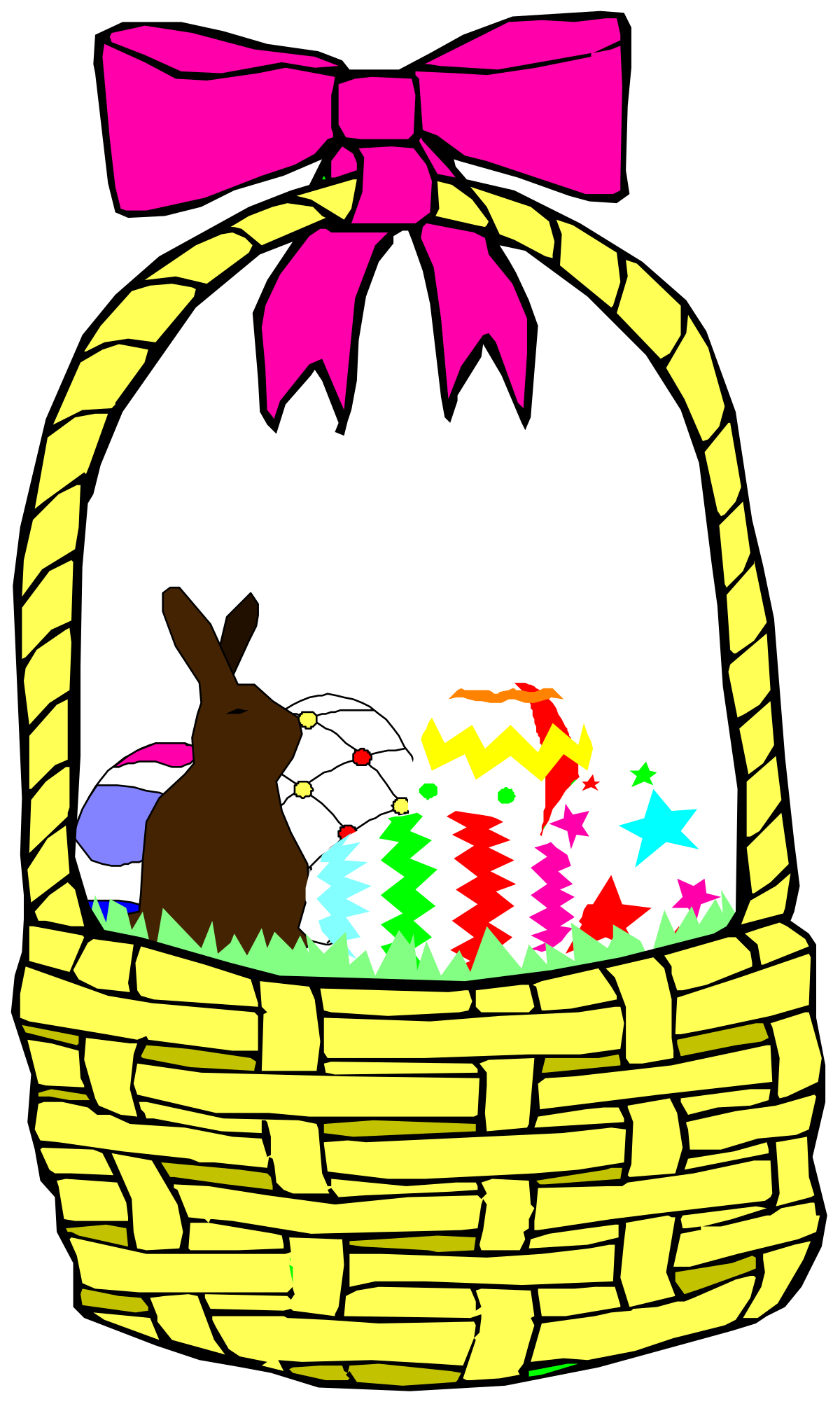 Easter Eggs Basket Clipart with Bow - Perfect for Spring Celebrations