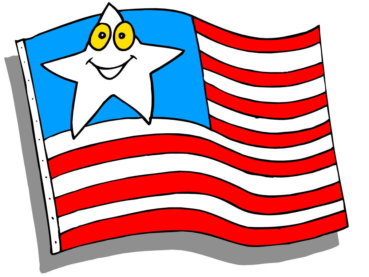 American Flag with Smiley Face - Fun Clipart for Creative Projects