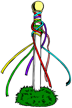 White Pole with Rainbow Ribbon Clipart for Vibrant Designs