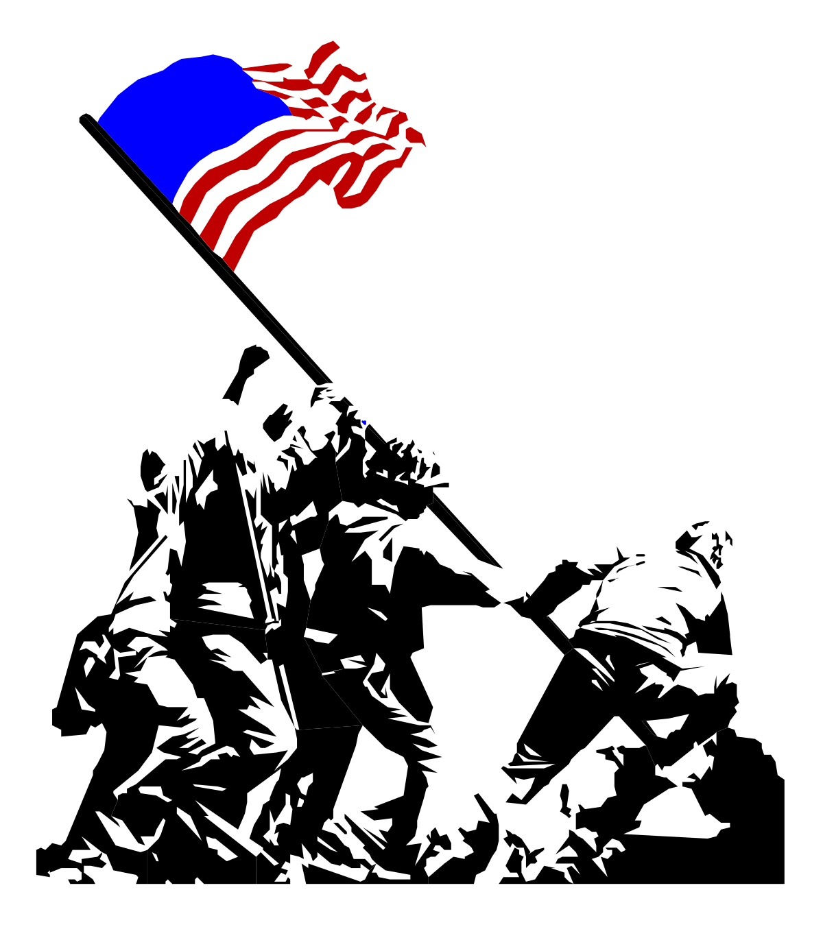 Black and White Man Holding Flag Clipart - Bold Symbol of Unity