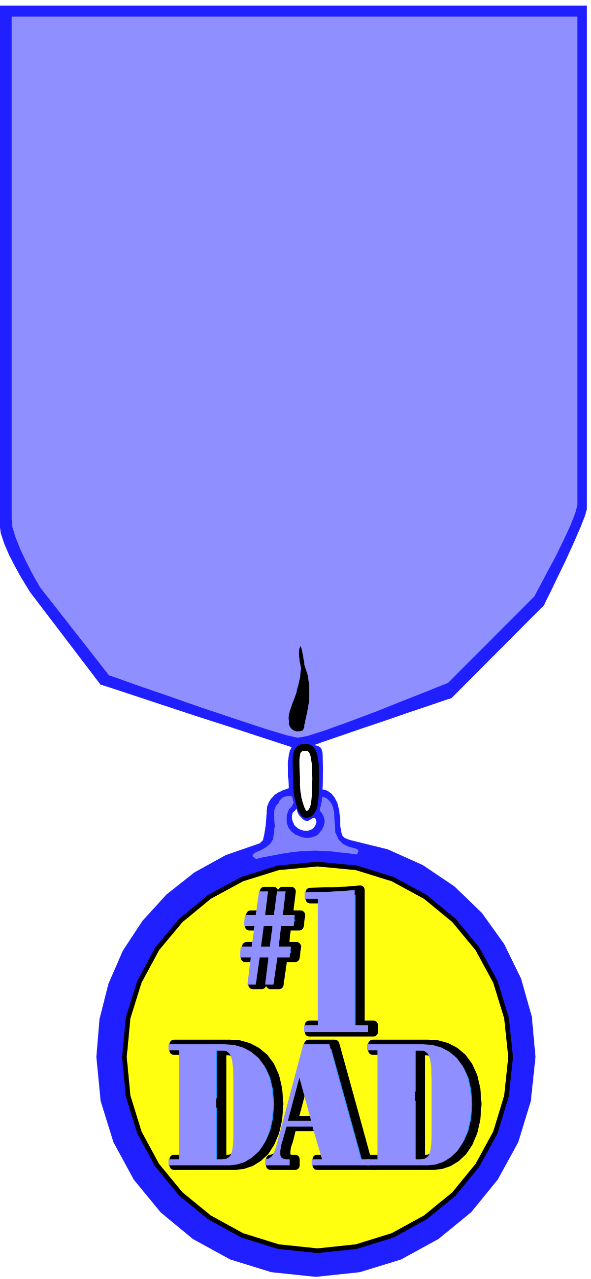 Blue and Yellow Medal Clipart with Black Accents