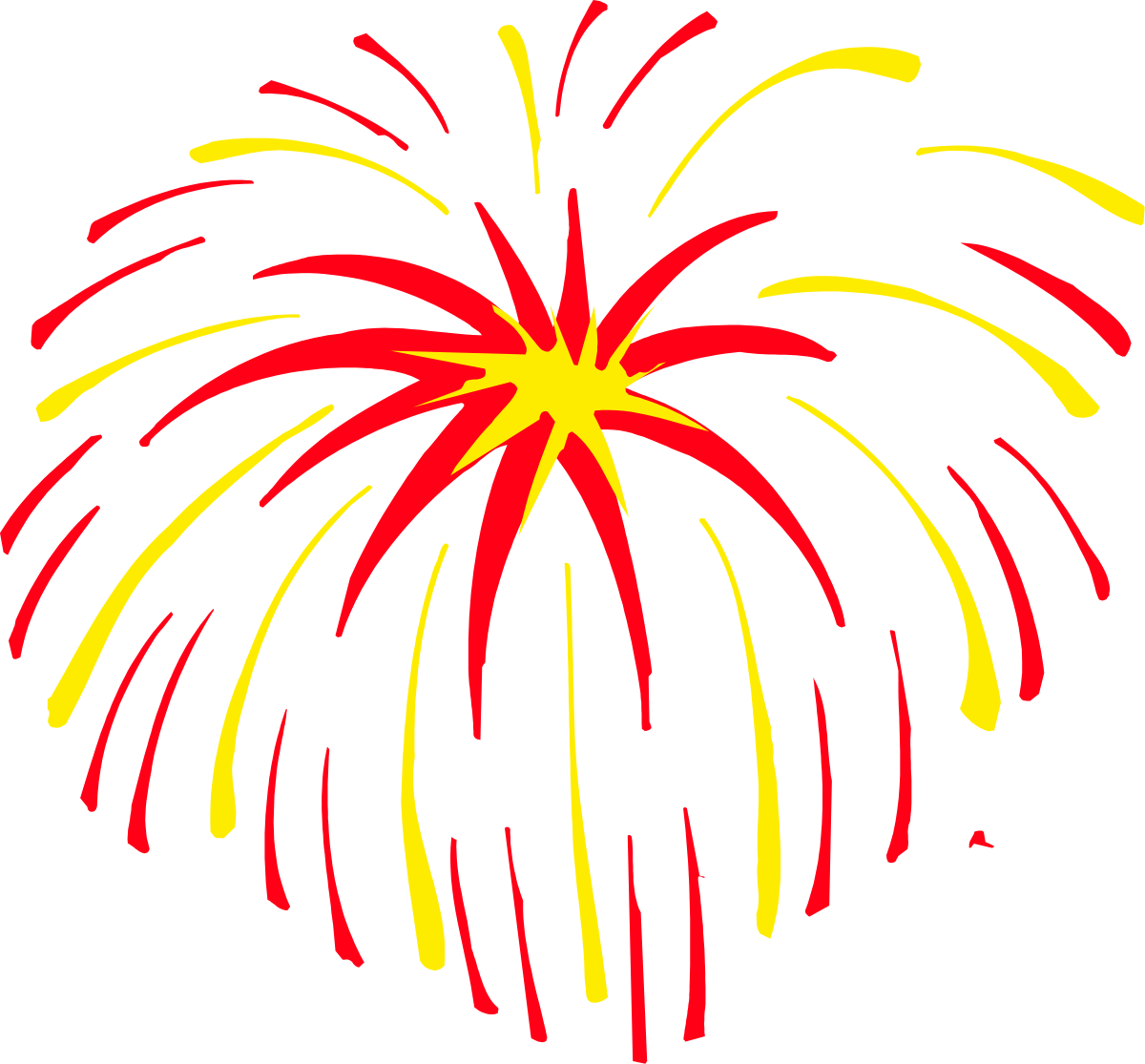Firework Clipart: Vibrant Red and Yellow Sparks for Dynamic Celebrations