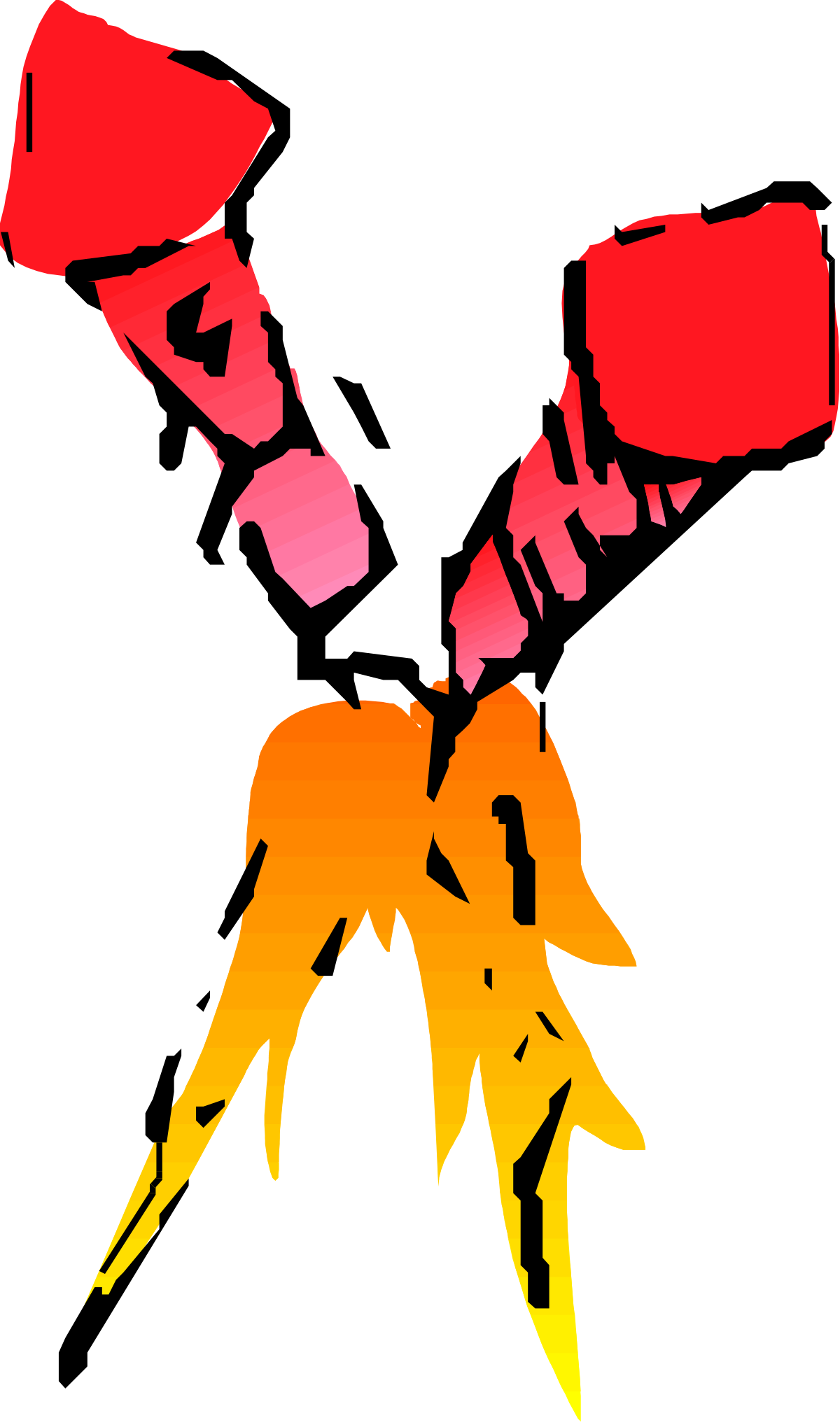 Bold Red and Yellow Silhouette on Black Background Clipart