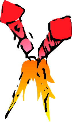 Bold Red and Yellow Silhouette on Black Background Clipart