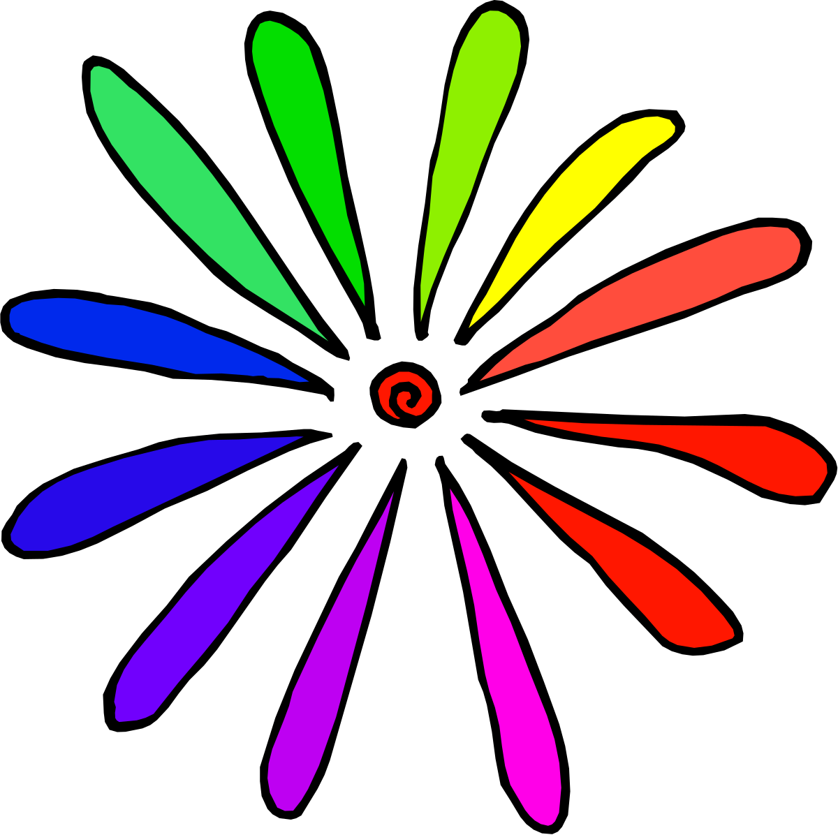 Rainbow Colored Flower Clipart - Vibrant Floral Illustrations