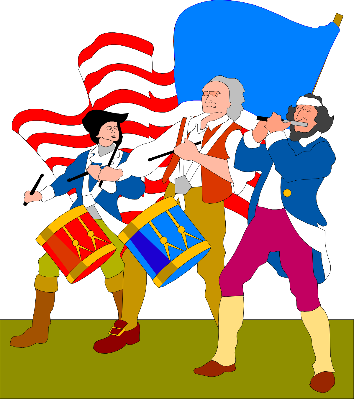 Flag Carrier: Man Walking with a Vibrant Flag Clipart