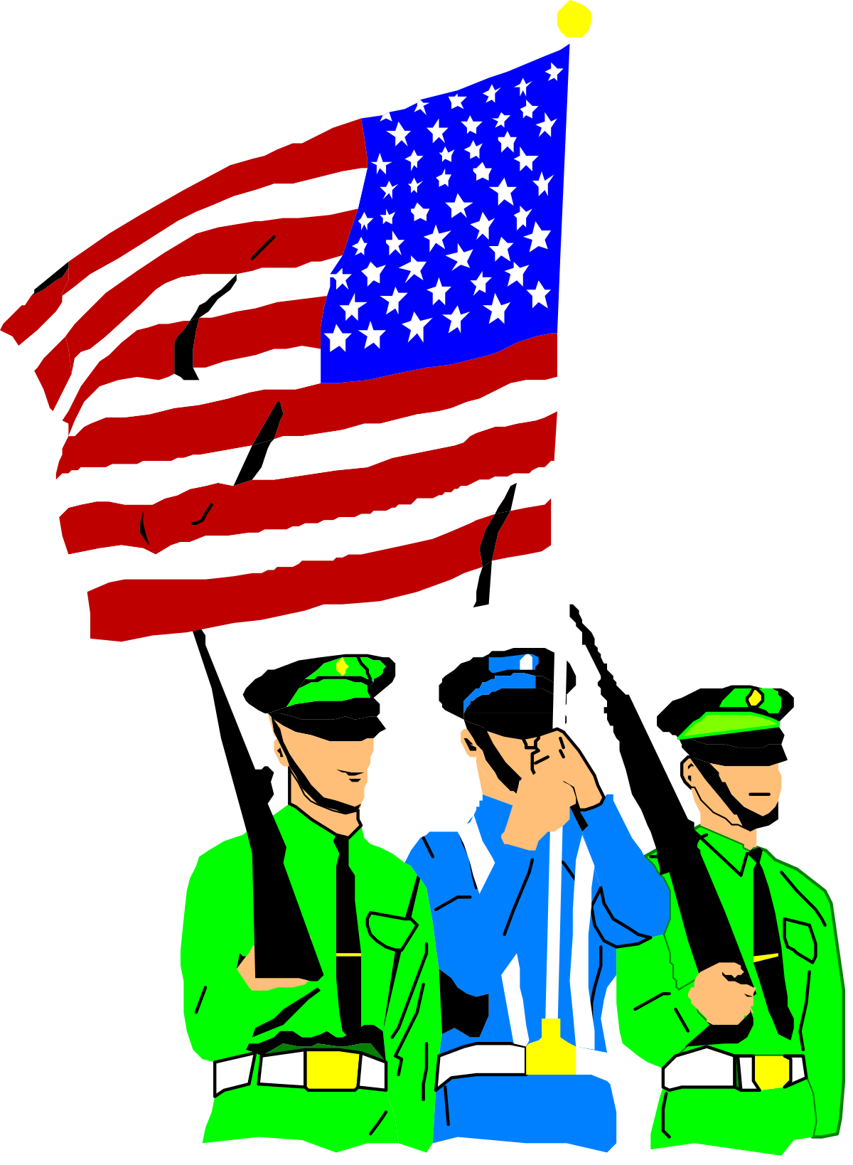a group of soldiers holding an american flag clip art png transparent Soldiers Holding American Flag Clipart - Patriotic Vector Art
