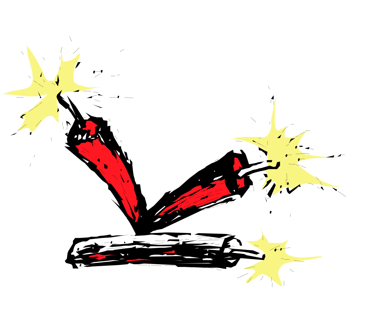 Red and Yellow Star Clipart on Black Background
