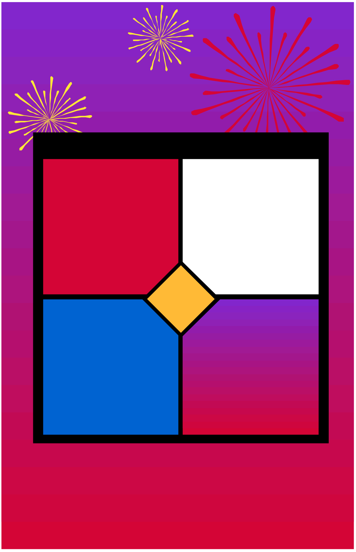 Fireworks Celebration Clipart - Square Background Design
