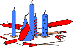 Blue Candle with Red and White Flag - Perfect for Celebrations